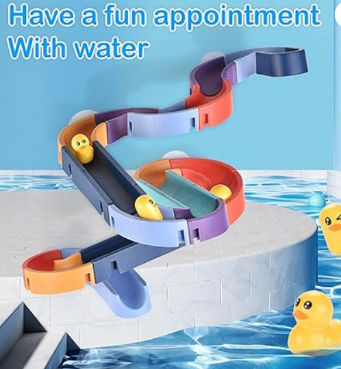 Baby and Toddler Bath Toy Set, 48 Pcs Slide Tracks DIY Combination for Bath Playtime